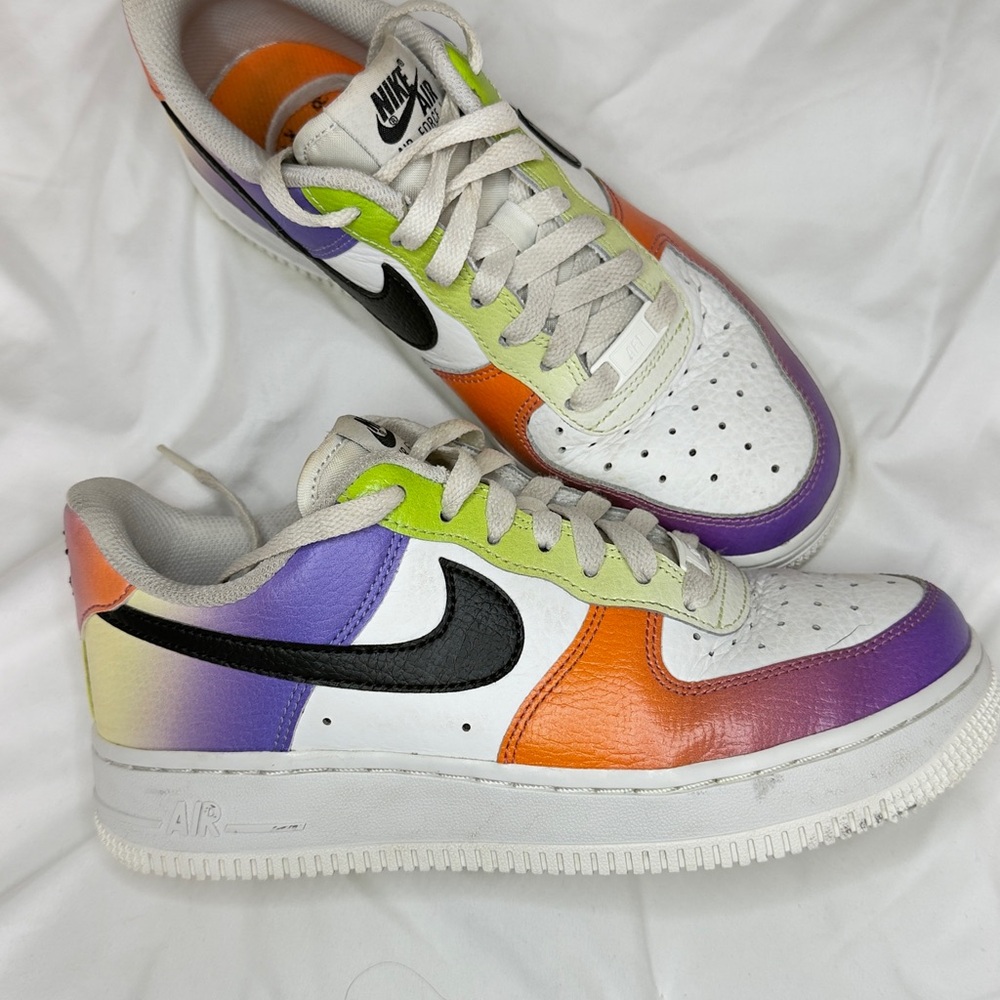 Nike Air Force 1 White with Purple and Orange